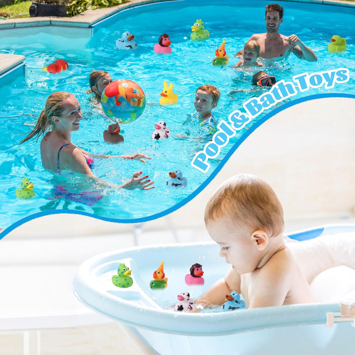 120 Pcs Rubber Ducks Assorted Cruising Rubber Ducks Plastic Ducks For Bath Toys, Beach Pool Activity, Party Favors, Cruise Ships