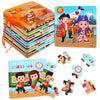 Sannix 12 Pack Wooden Jigsaw Puzzles For Toddlers, Characters Puzzles For Kids Party Favors, Educational Puzzles Learning Travel Toy With 12 Organize Bags