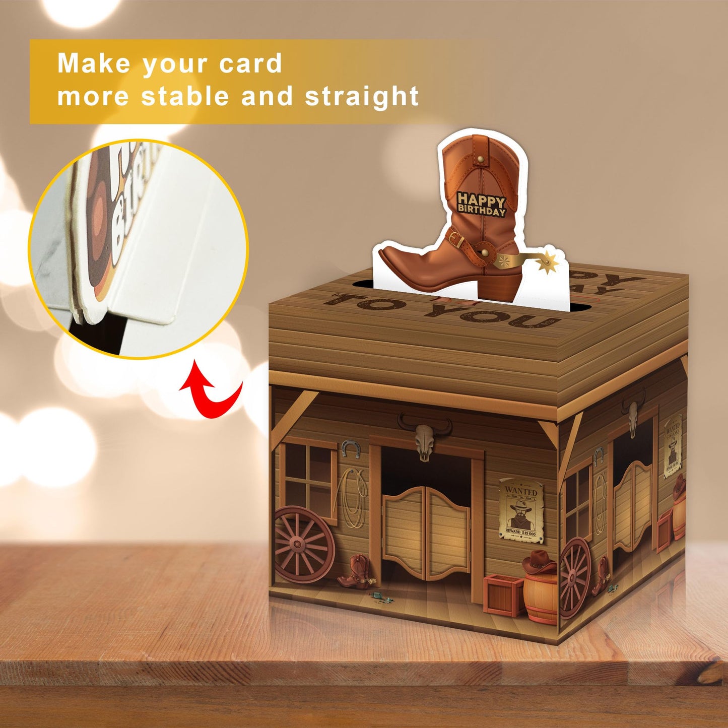 Cowboy Party Surprise Money Box Gift, Happy Birthday Money Box For Cash Gift With Pull, Cowboy Party Decoration For Women Men, C