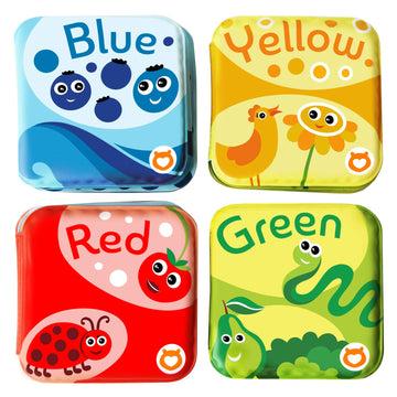 Babybibi Floating Baby Bath Books For Baby. Kids Learning Bath Toys. Waterproof Bathtime Toys For Toddlers. Kids Educational Infant Bath Toys. (Set Of 4: Color Recognition Bath Books)