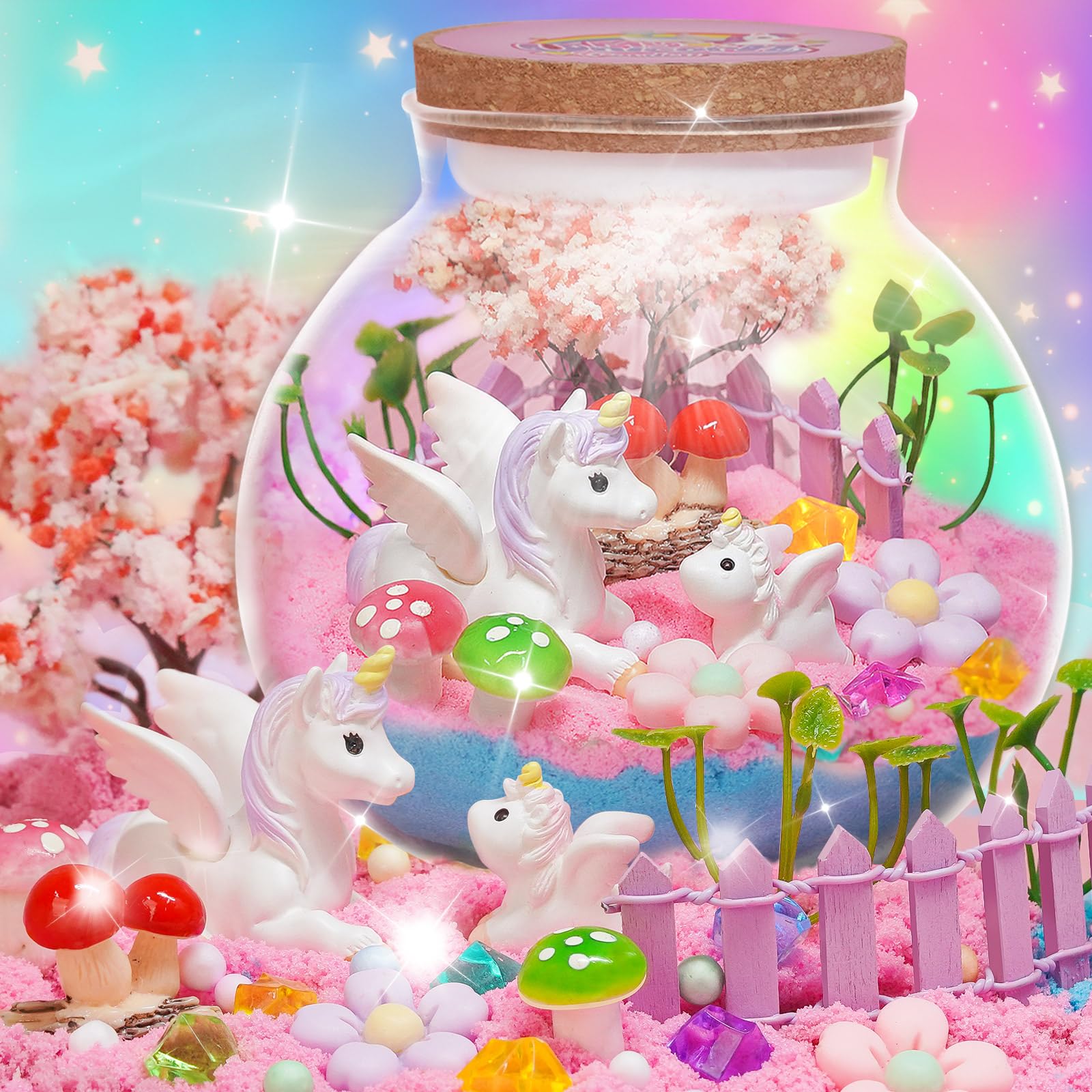 Light-Up Unicorn Terrarium Kit For Kids, Diy Arts & Crafts Gift For Girls Ages 4 5 6 7 8-12 Year Old, Led Night Light With Remot