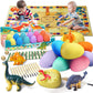 Dinosaur Eggs Dig Kit Toys - 12 Dino Fossil Eggs Excavation Kit W Play Mat For Kids Easter Party Favor Basket Stuffers Stem Toy 