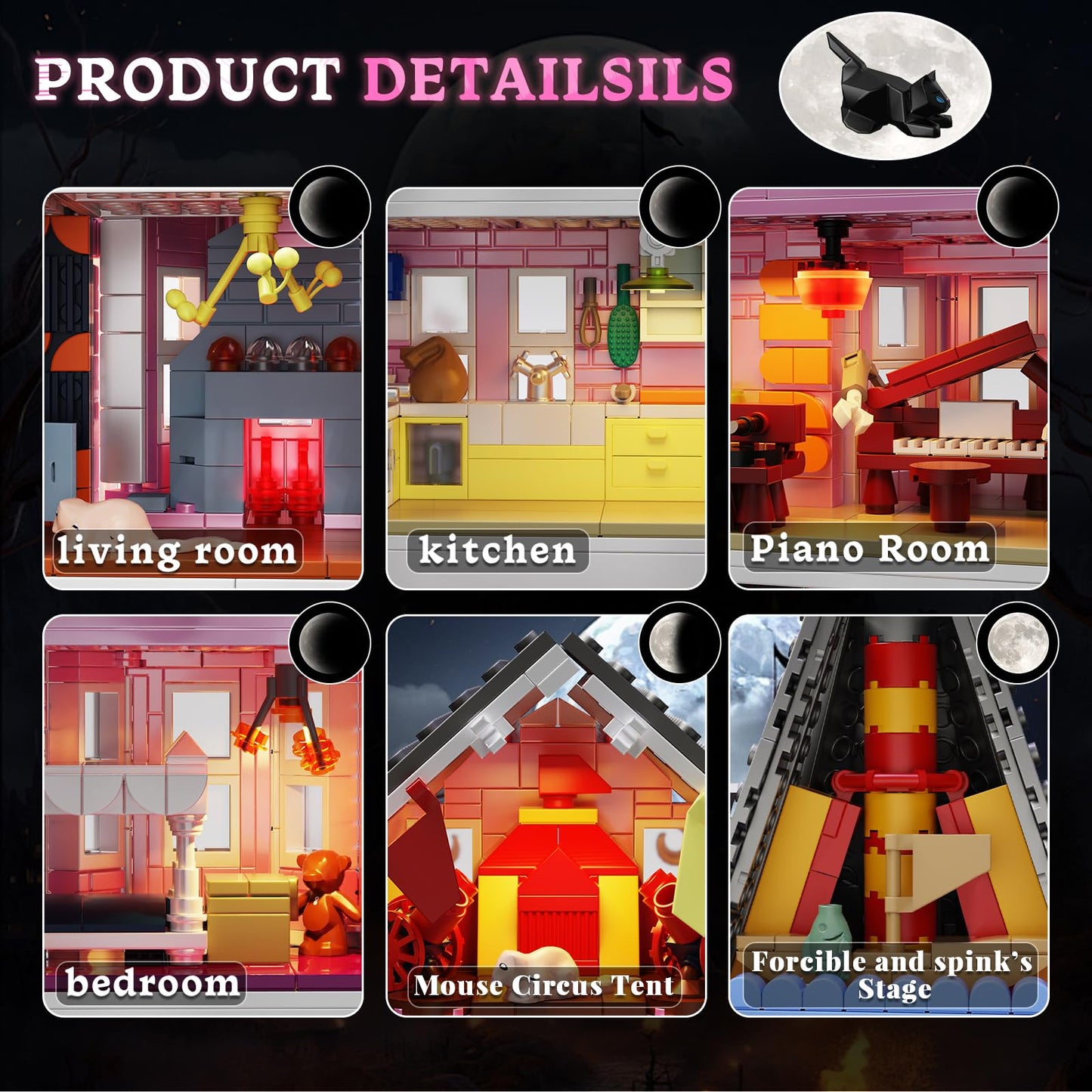 ZIQILIGHTING Pink Palace Haunted House Building Set, 1349PCS, Plastic, One Size, Compatible with Lego, Perfect for Halloween Fun