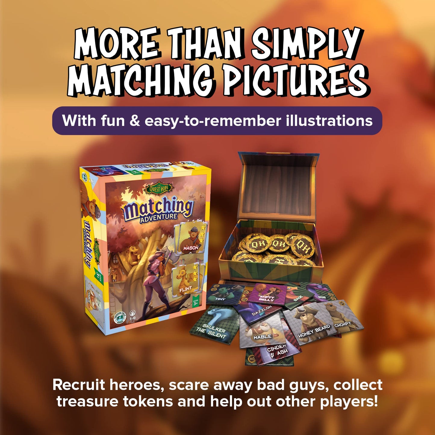 The Quest Kids - Matching Adventure Memory Game, Matching Games for 3 Year Olds and Up, Fantasy-Inspired Strategy and Concentrat