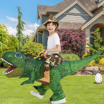 GOOSH Inflatable Dinosaur Costume Kids 36IN Halloween Blow up Costumes for Boys Girls Riding Diplodocus Air Costume for Party