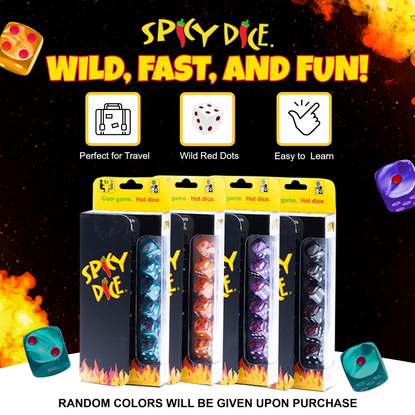 Spicy Dice Quad Dice Set - 4 Unique Colors Of Pearlized Dice For Adults And Families. Elevate Game Nights, Dice Games, And Table