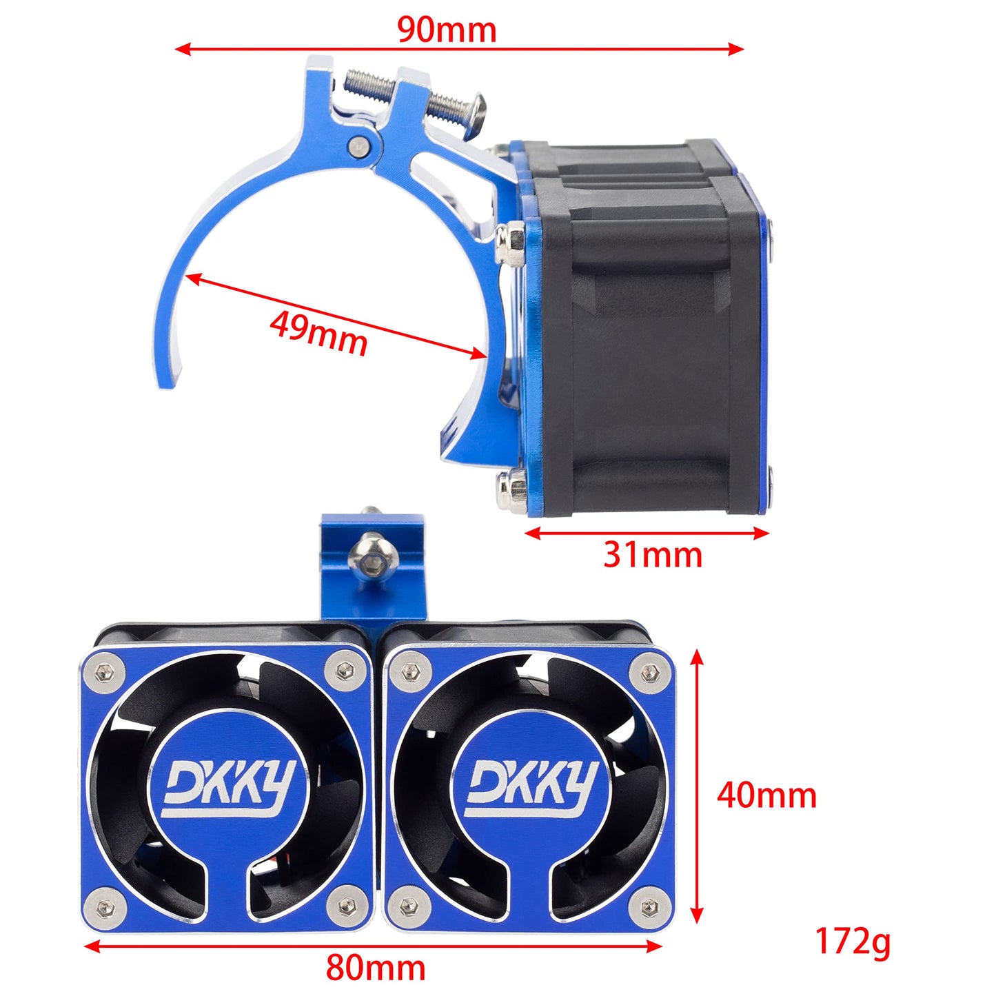 DKKY RC Motor Cooling Fan Heatsink 21000 RPM with 47-51mm Adjustable Mount for 1717 4985 Motor and ARRMA Infraction Felony Limit