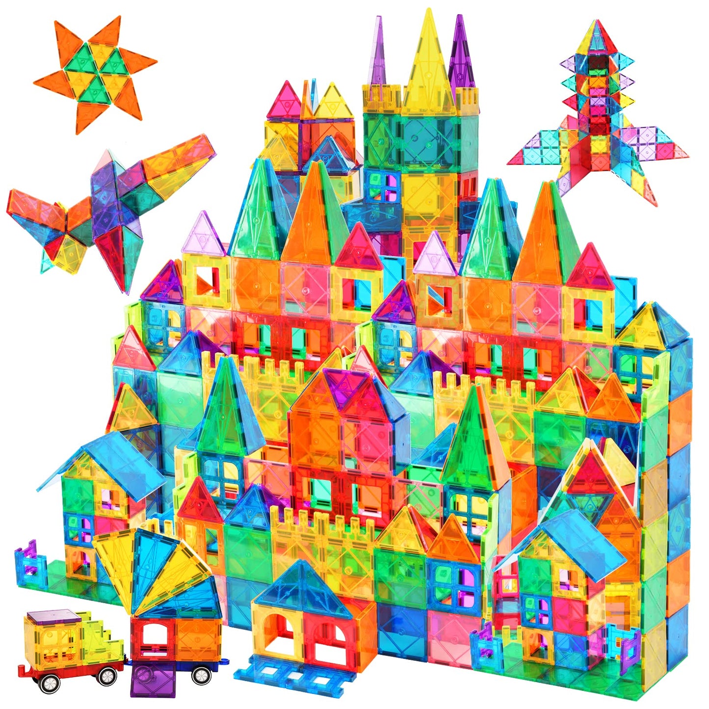 AFUNX 130 PCS Magnetic Tiles Building Blocks 3D Clear Construction Playboards, Inspiration, Creativity Beyond Imagination, Educa