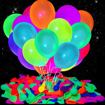 150Pcs Uv Neon Balloons, Neon Glow Party Balloons Uv Black Light Balloons Glow In The Dark For Birthday Decorations Wedding Glow