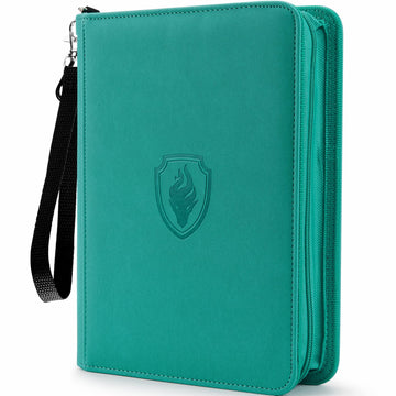 4 Pocket Card Binder for 320 Cards  Fabmaker enhanced Zip Trading Card Binder  Portable PU Card Collection Binder  Collector Card Album  Card Folder for MTG  TCG  Sports Cards  Game Cards (Turquoise)