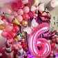 Kwuz 40 Inch Pink Number 6 Balloon with Mini Bow Balloon for Girls 6th Birthday Decorations, Pink Princess Western Cowgirl Theme