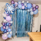 Jobkoo Frozen Balloons, 12 Inch Purple Blue Party Balloon Snowflake Balloons Metallic Silver Blue Purple Latex Helium Balloons F