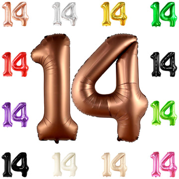 Katchon, Coffee Brown 14 Balloon Number - Big, 40 Inch | Coffee Brown Number Balloons, Coffee Decor, Coffee Theme Party, Number 14 Brown Balloons | Brown 14 Ballon, Coffee Birthday Party Decorations