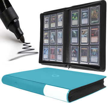 D DACCKIT Toploader Binder  Holds 288 Toploaders - 9 Pocket Top Loader Binder for 3 x 4 Rigid Card Holders for Trading Cards or Sports Cards(Model C - Classic Turquoise)