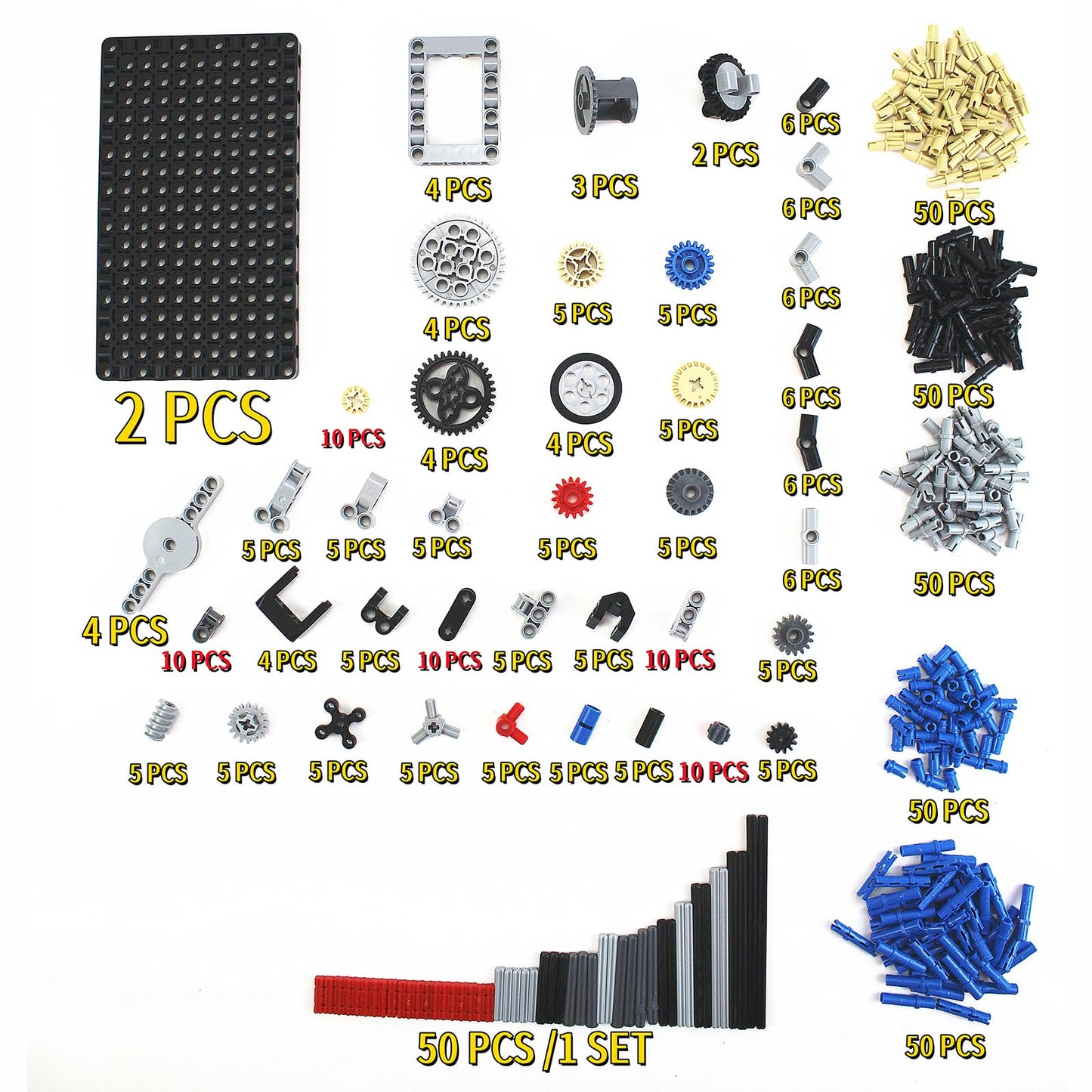 Sshlkbb 510 Pcs Technical Block Technical Parts Pieces Sets Liftarm Beams Bricks Bulk Axles Pins Panels Frame Beams Connectors M