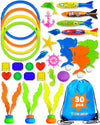 Yetonamr 30 Pcs Pool Toys For Kids Ages 3-5, 4-8, 8-12, Pool Games Diving Toys Swimming Pool Toys Sets With Storage Bag Toddler Gifts Pool Bath Toys Water Swim Toys For Boys Girls