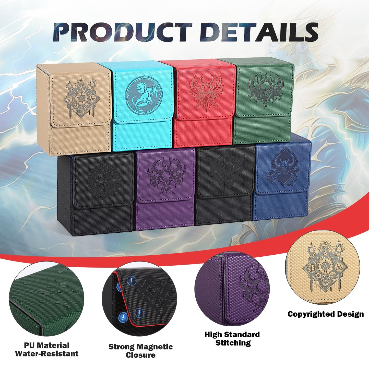 Komick enhanced PU Leather Card Deck Box for Magic The Gathering  Yugioh  Holds 100+ Deck Case with 2 Dividers for Collectible Trading Cards MTG Deck Box  TCG  CCG (Sand Golem)