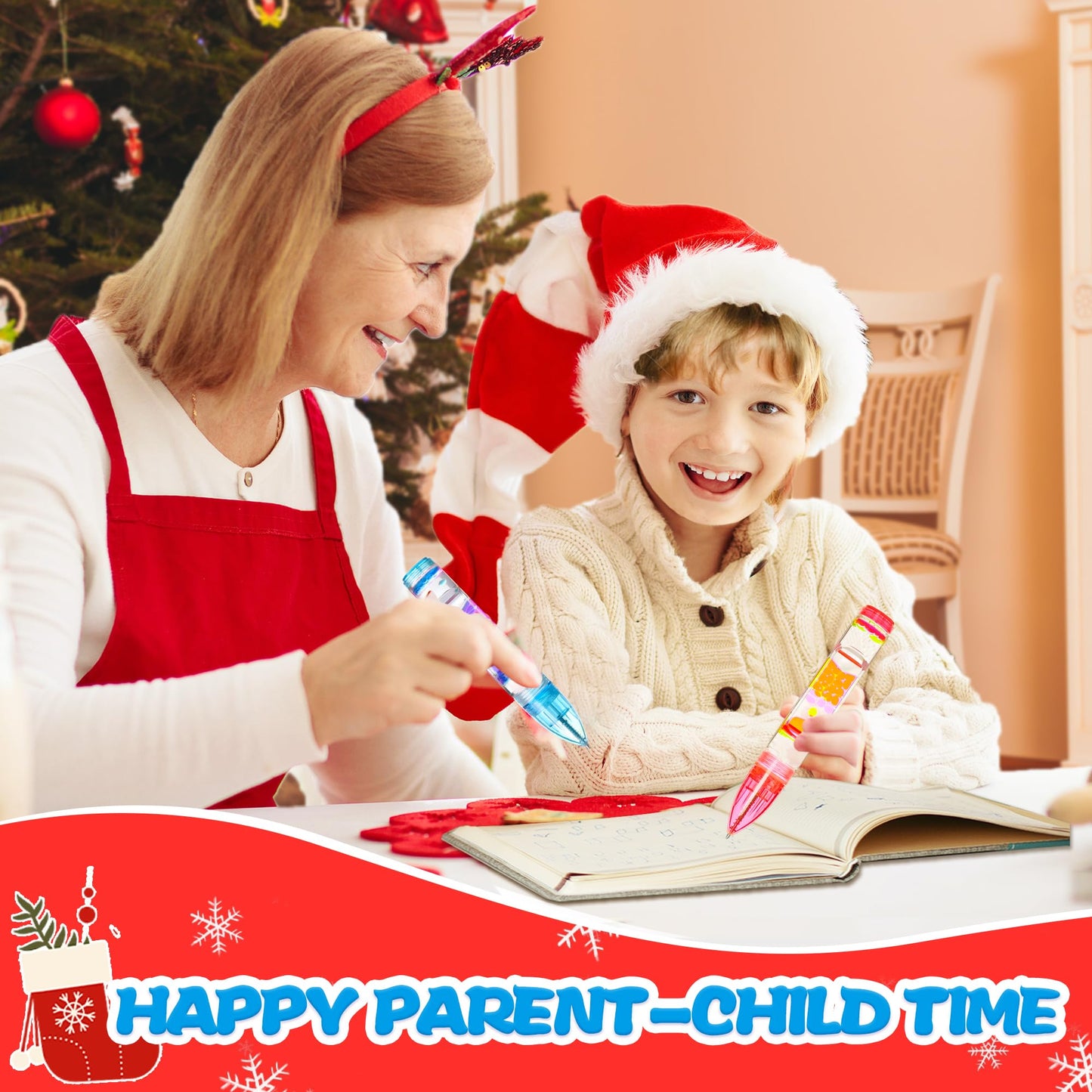 3Pcs Liquid Pens Christmas Stocking Stuffers For Kids, Liquid Motion Bubble Fun Cool Pens Autism Adhd Anxiety Stress Relief Item