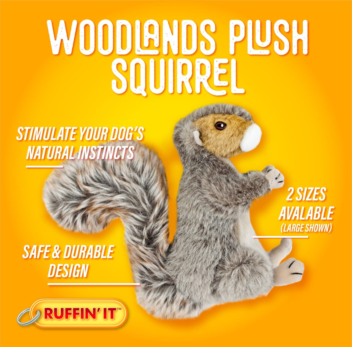 Ruffin' It Plush Dog Toy Squirrel - Large, Multi-Color, Model 7N16272-A