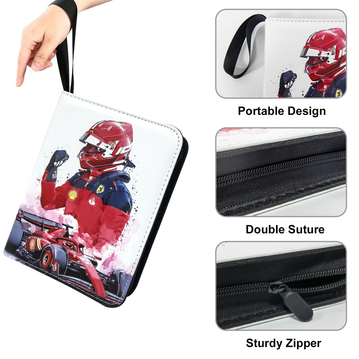 400 Pockets Race Card Binder for Trading Cards Portable Waterproof Storage Bag with Removable Sleeves for Sports Cards Collectors