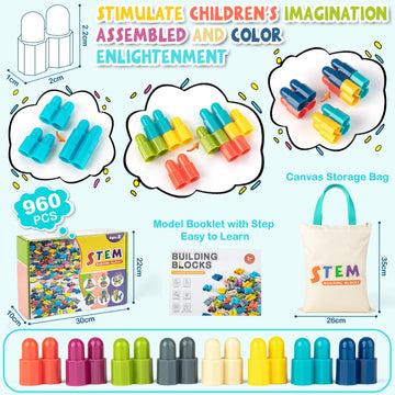 961 Pcs building toys for kids ages 4-8, Educational STEM Building Blocks for Brain Development & Hands-On Ability Improvement,