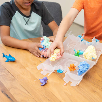 Educational Insights Playfoam GO! Squishy Sandcastle Play Set with Assorted Colors & 5 Sand Animal Toys, Fidget, Sensory Toy and