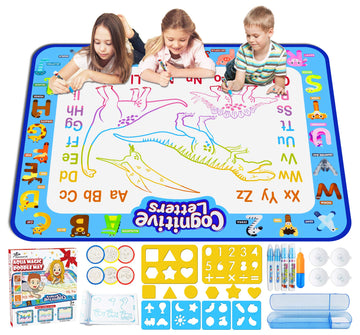 Jasonwell Aqua Water Doodle Mat 40 X 32 Inches Large Magic Drawing Doodling Mat Coloring Mat Educational Toys Christmas Birthday Gifts For Kids Toddler Boys Girls Age 2 3 4 5 6 7 8 Year Old (Alphabet)