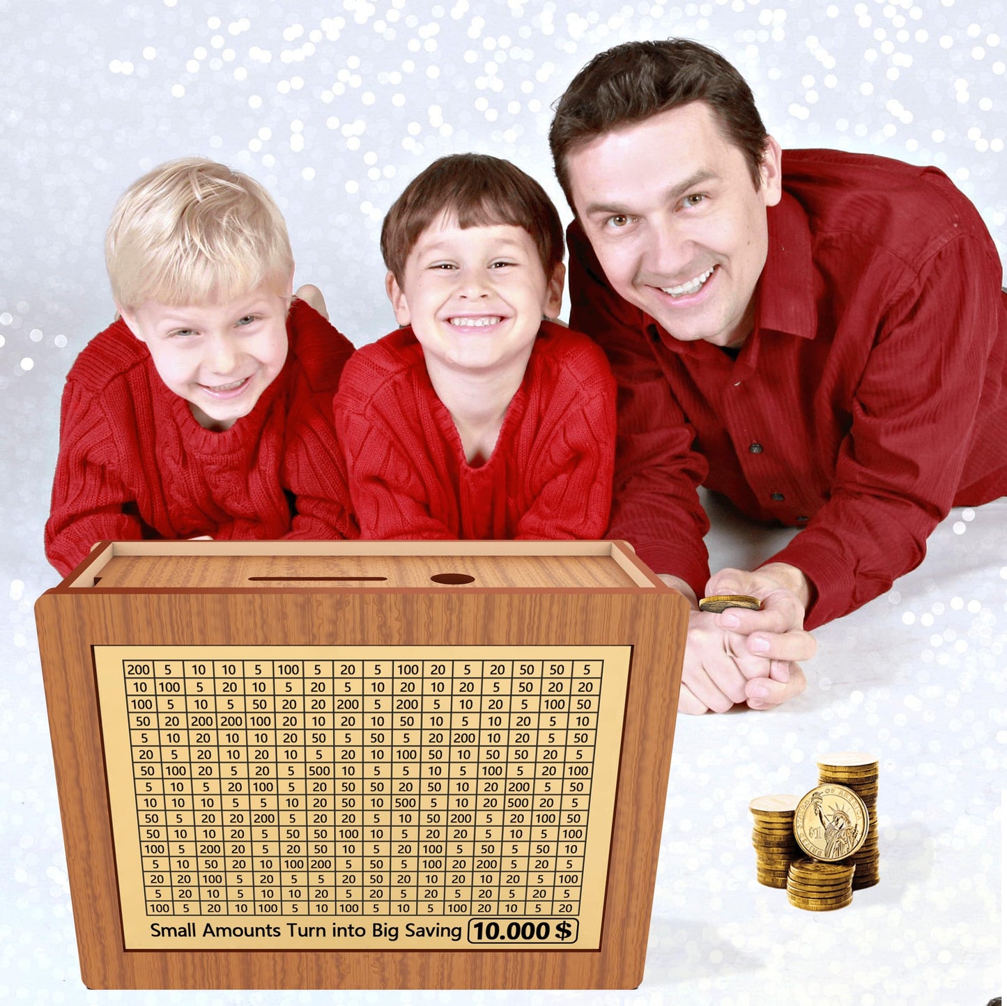 Piggy Bank For Adults Kids, Wooden Coin Bank For Boys And Girls, Cash Vault Money Saving Box With Counter $10000 5000 Savings Ch