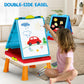 Kids Art Easel Toys, Foldable Double-Sided Tabletop Easel with Chalkboard & Whiteboard, Painting Accessories Included, Creative
