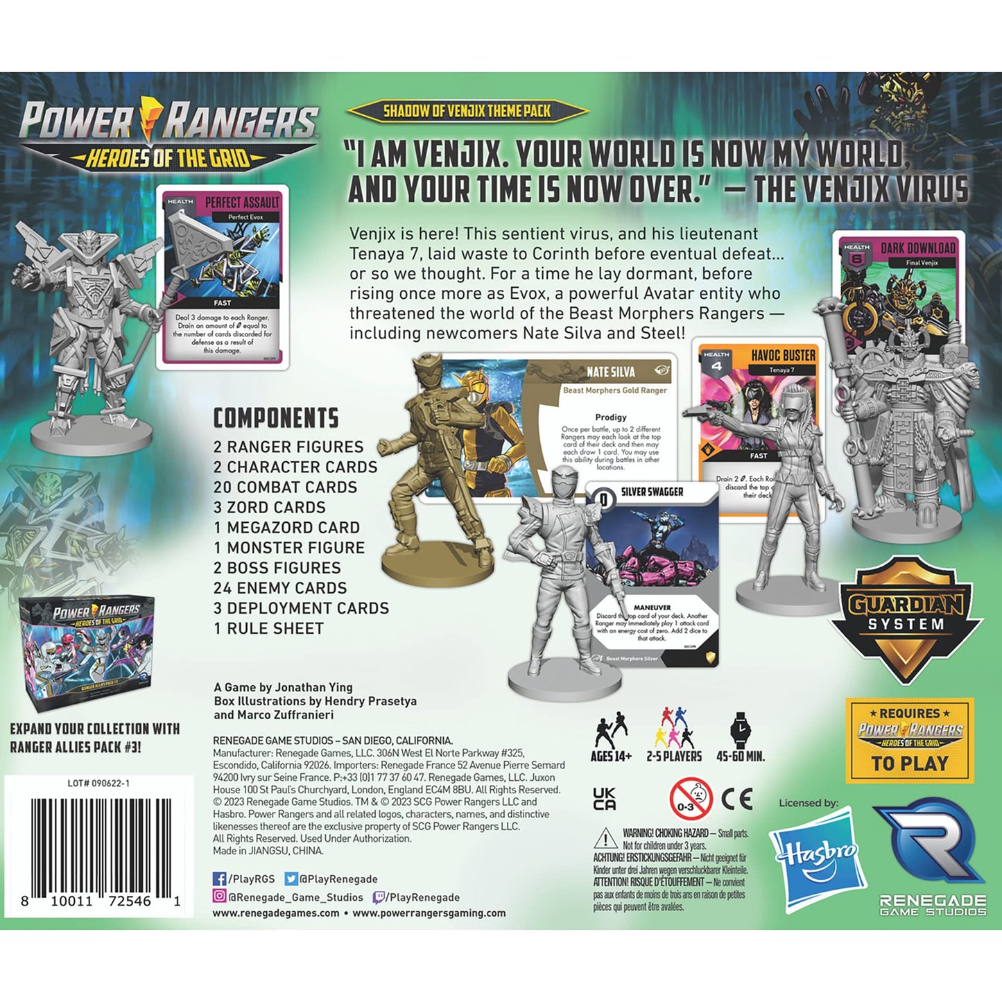 Renegade Game Studios Power Rangers Heroes Of The Grid: Shadow Of Venjix Theme Pack - Expansion, New Cards & Bosses, Renegade Game Studios, Rpg For 2-5 Players, 45-60 Mins, Ages 14+