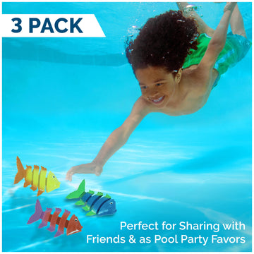 Swimways Fish Styx Kids Fish-Shaped Pool Diving Toys (3 Pack), Bath Toys & Pool Party Supplies For Kids Ages 5 And Up