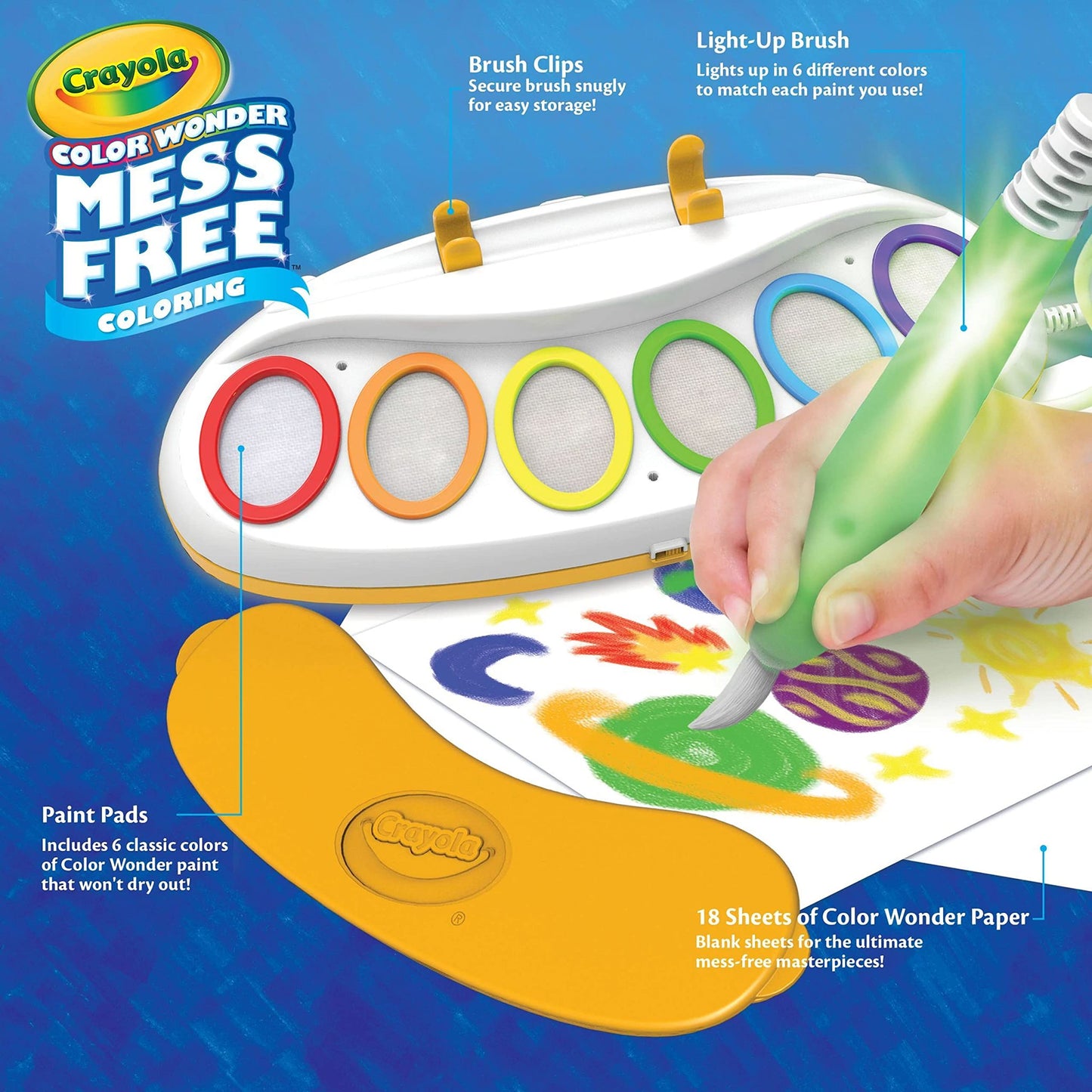 Crayola Color Wonder Magic Light Brush, Mess Free Painting Station For Kids, Gift For Kids, Toddler Toys & Activities, Ages 3, 4, 5