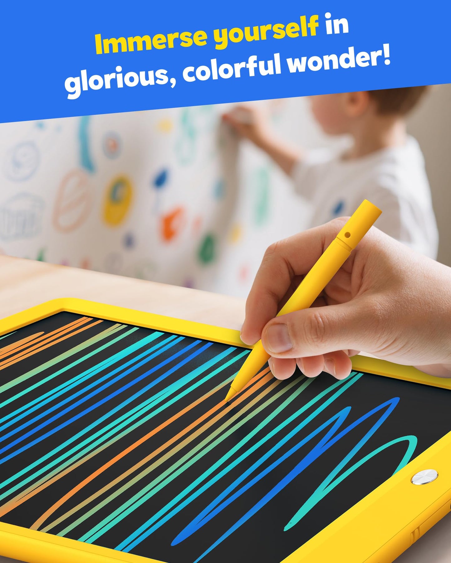 TEKFUN Toys for Girls Boys 10IN LCD Writing Tablet, Magic Doodle Board with Anti-Lost Stylus, Mess Free Coloring for Toddlers Dr