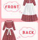 Aoiviss Girls Pioneer Costume Floral Colonial Prairie Dress for Little Kids with Apron and Bonnet, Dark Red