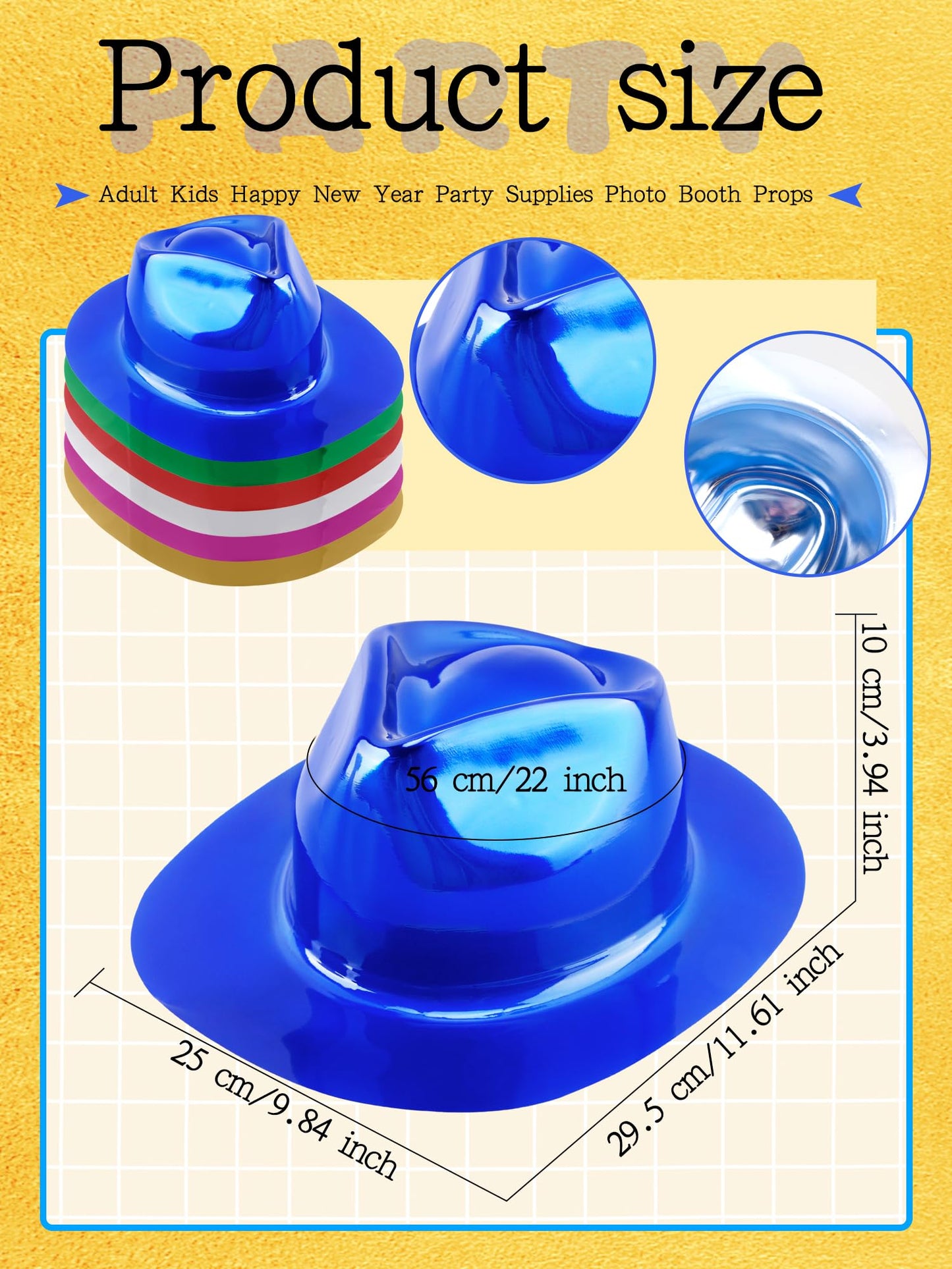 SGBETTER 36 Pcs Party Gangster Hats Plastic Party Hats Bulk Fedora Party Hats for Kids Adults Cosplay Photo Booth Supplies Party