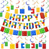 23 Pieces Building Block Birthday Party Backdrop Supplies Include Colorful Building Blocks Banners and Building Theme Hanging Sw