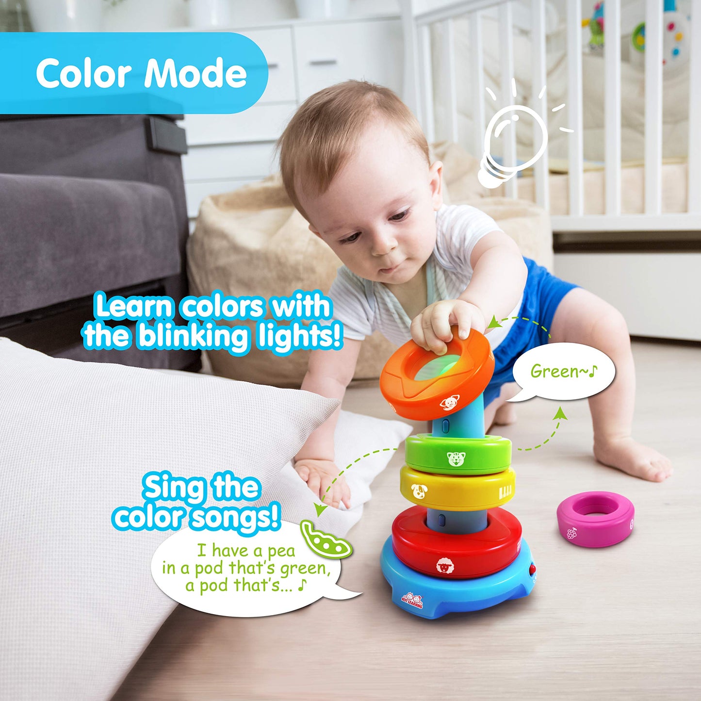 BEST LEARNING Stack & Learn Stacking Toy - Multicolor Developmental Activity for 6-9 Month Old Babies, Perfect Birthday Gift for Boys & Girls