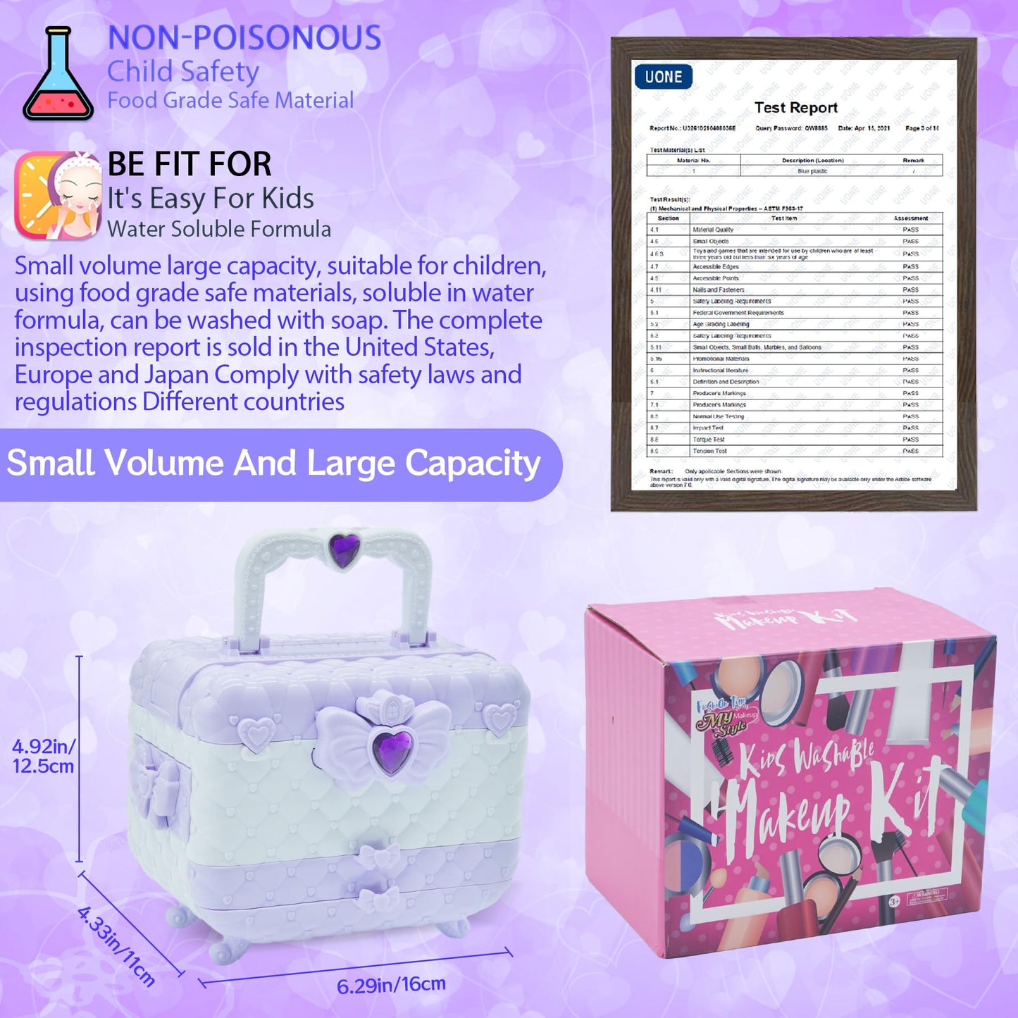 Kids Makeup Kit for Girl - Toys for Girls,Washable Play Makeup Toys Set for Dress Up,Non Toxic Toddlers Cosmetic Kits, Birthday