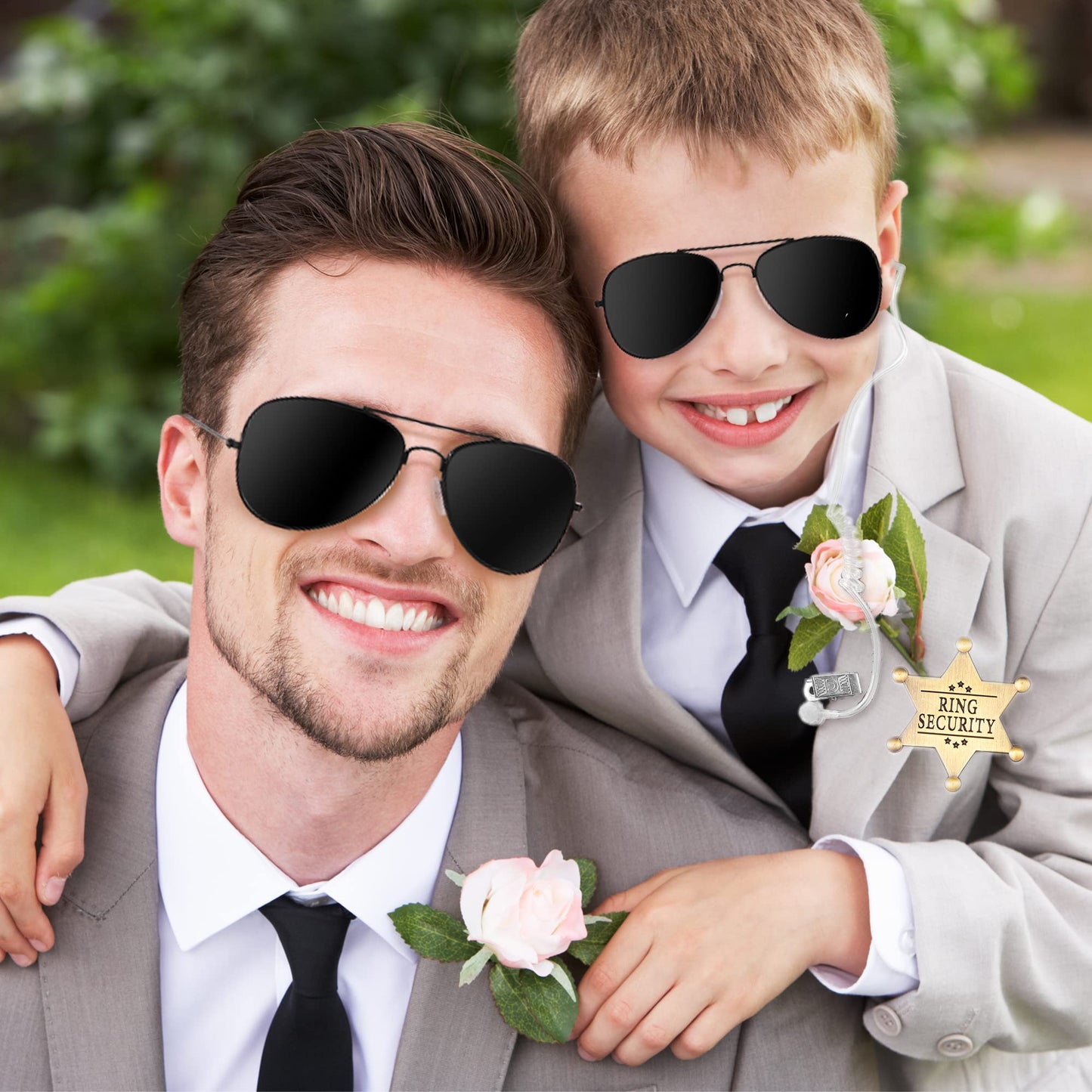 Ring Wedding Bearer Security:Ring Wedding Security Set Sun Glasses + Earpiece Cosplay + Badge Ring Box Bearer For Kids Outfit Sp