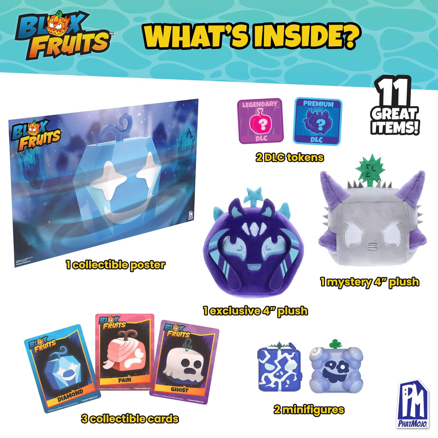 PhatMojo Blox Fruits Diamond Collector Bundle - Small to Medium - Multiple Colors - Plastic Material - Model 1