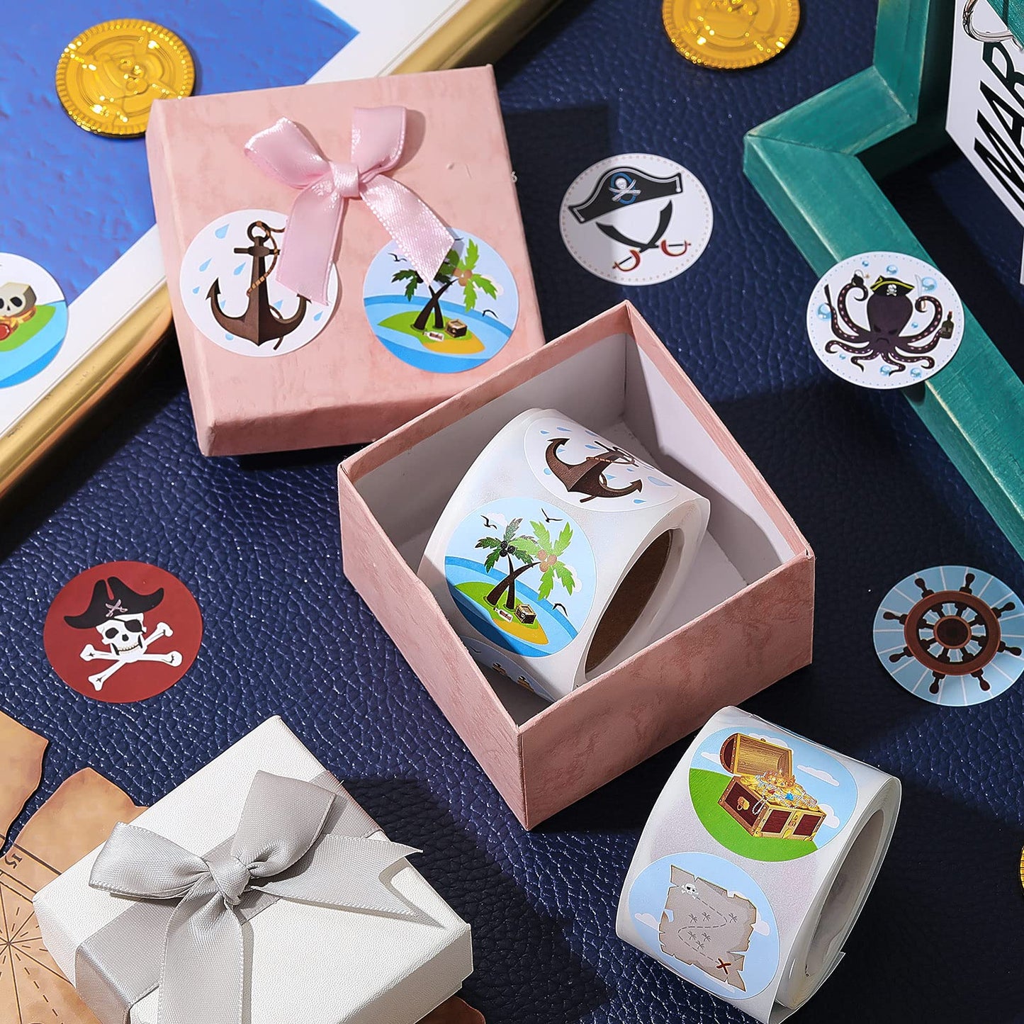 1000 Pieces Pirate Stickers Fun Pirate Themed Stickers Assorted Pirate Roll Stickers Pirate Wall Decals Pirate Birthday Party Fa