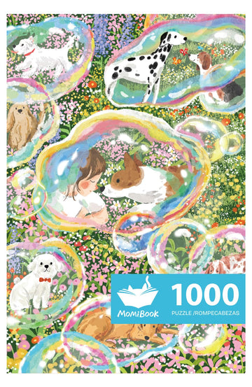 Momibook Puzzles For Adults 1000 Piece Jigsaw Puzzles Of Daydreaming Puppies, Twinkle Laminate Painting Image Dog Puzzle Difficu