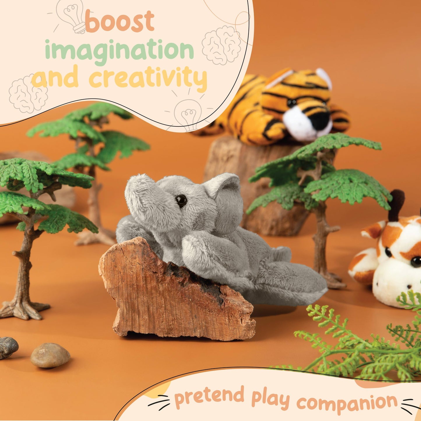 Forest & Twelfth Stuffed Elephant, Single Mini Stuffed Animal Plush Toy For Kids, Safari Party Favors And Goody Bags, Classroom Treasure Box Prizes, Stocking Stuffers (Elephant)