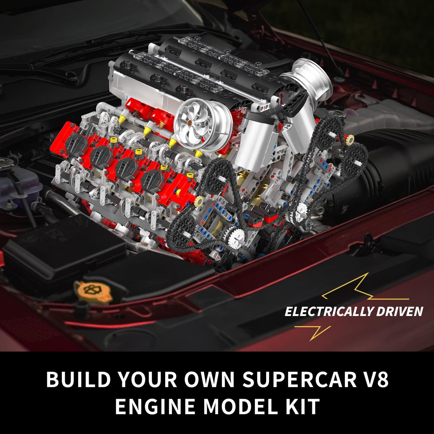 Mould King V8 Engine Model Kit - 2718 Pieces, DIY Plastic Building Blocks, 36x26x32 cm, STEM Project for Adults