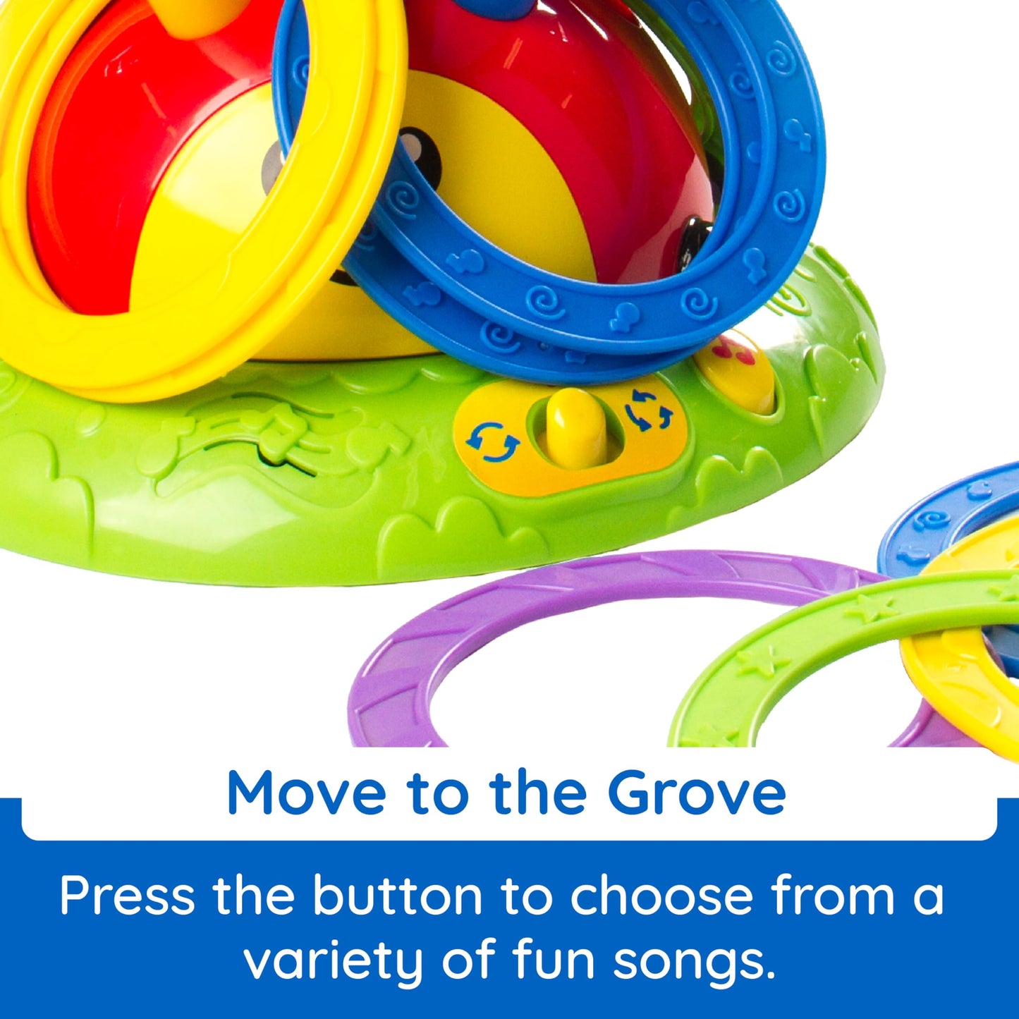 Fat Brain Toys 2-in-1 Musical Jump 'n Toss - Yellow Active Game for Kids 4+, Plastic Indoor/Outdoor Fun, Model FB192-1