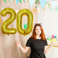 40 Inch Laser Gold 20 Balloons, Xxl Globos Dorados Self Inflating Number 20 Mylar Balloon For Women 20Th Birthday Party Decor, F
