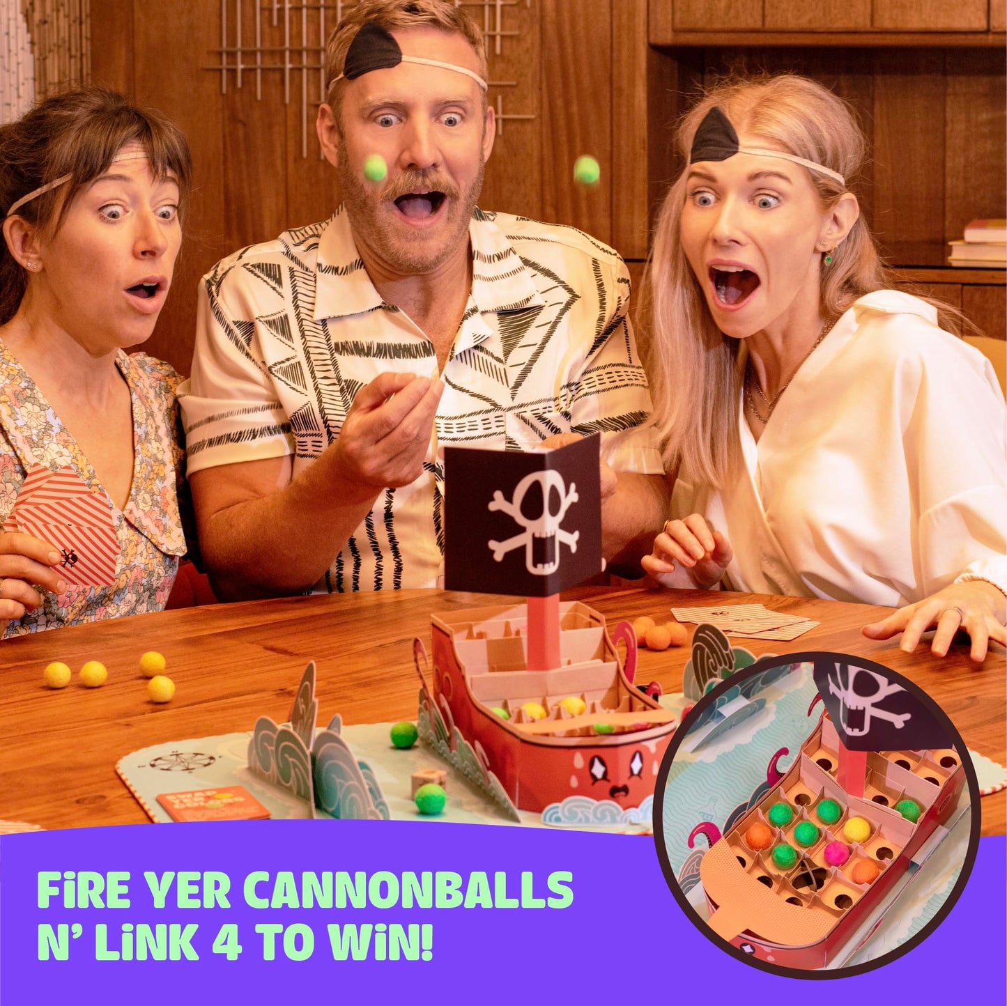 MCMILLER ENTERTAINMENT Fire In The Hole - Plastic-Free Pirate Party Game for 2-4 Players, Ages 7+, Multicolor Cardboard Fun