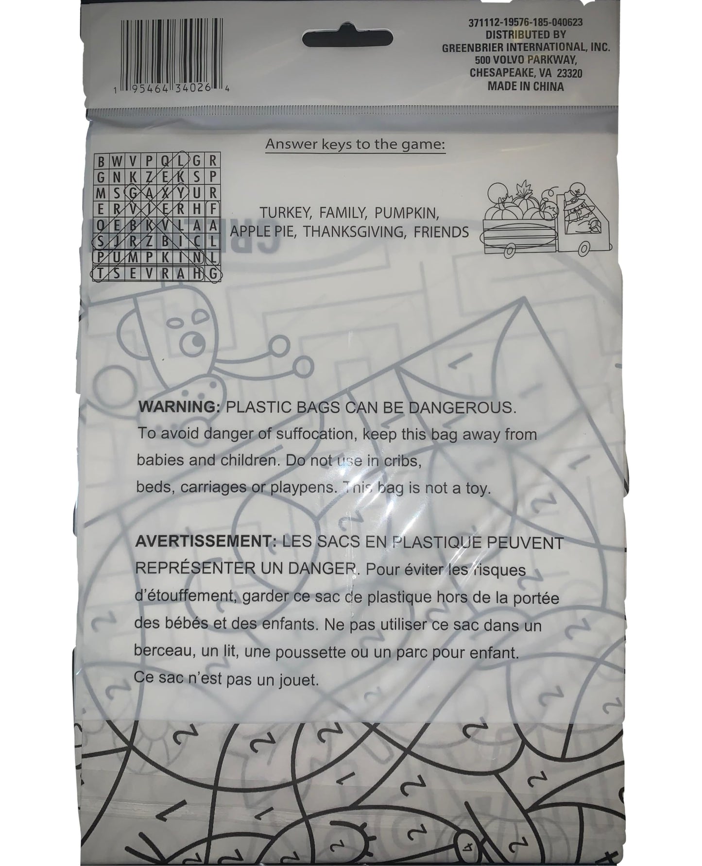 Paper Activity Happy Thanksgiving Tablecover