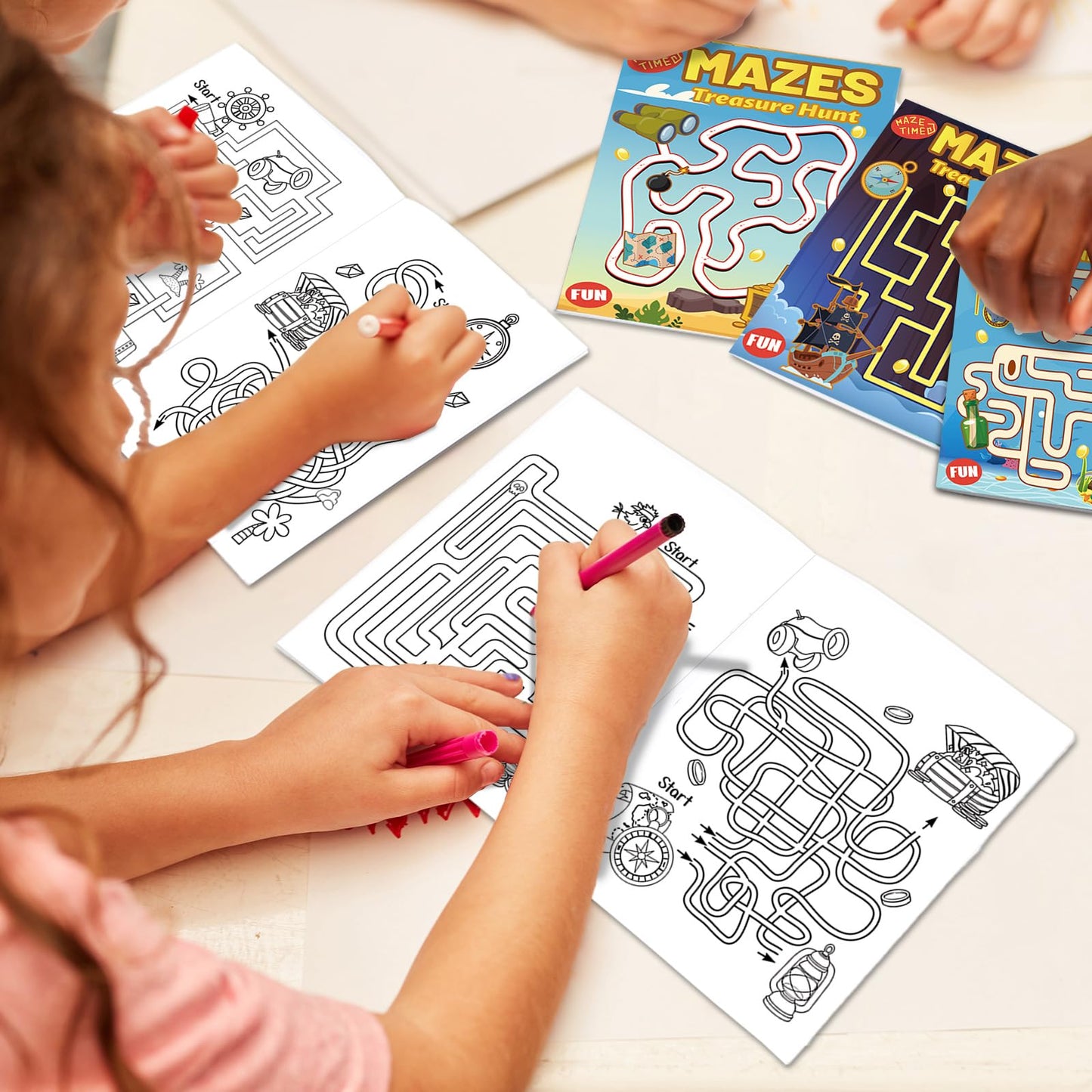 Wiooffen 168 Pages Treasure Hunt Maze Books For Kids Ages 3-8, 6-Pack- 6 Beginner Level Kids Activity Books Busy Books - Treasur