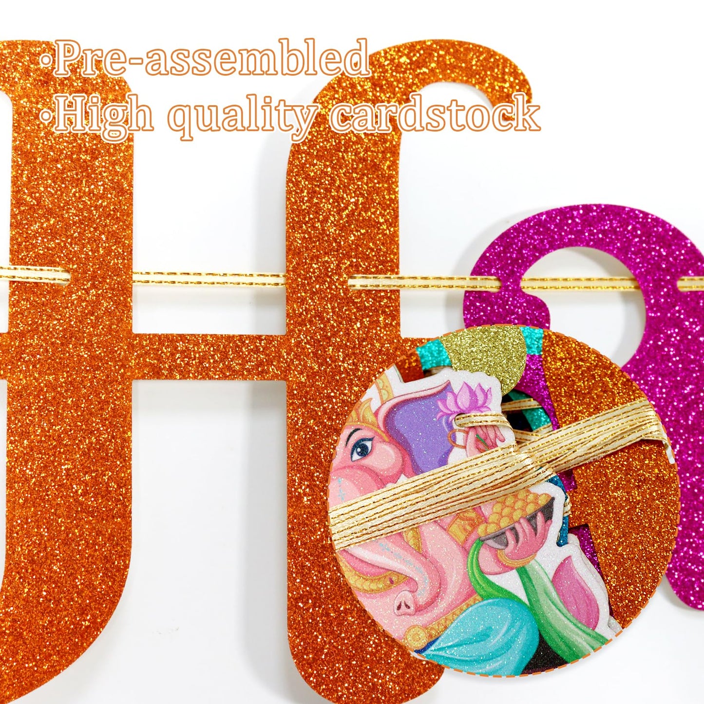 Happy Ganesh Chaturthi Banner, Ganesh Chaturthi Party Decorations, Indian Festival Themed Decor, Hindu God Decor, Pre-strung